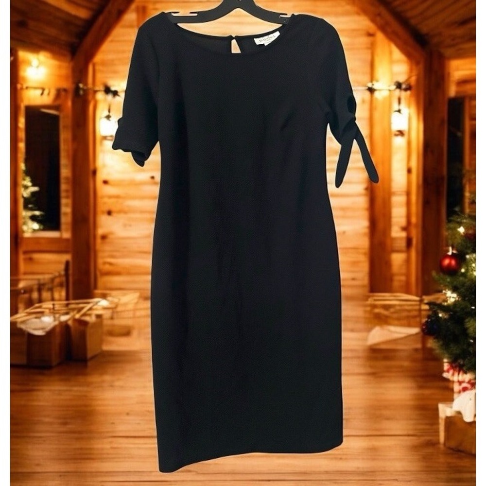 Motherhood Maternity Black Textured Sheath Dress Short‎ Sleeved Small Formal